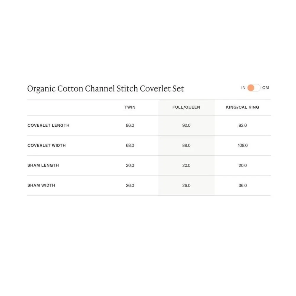 Organic Cotton Channel Stitch Coverlet Set Full/Queen Size Blue with Sham Set